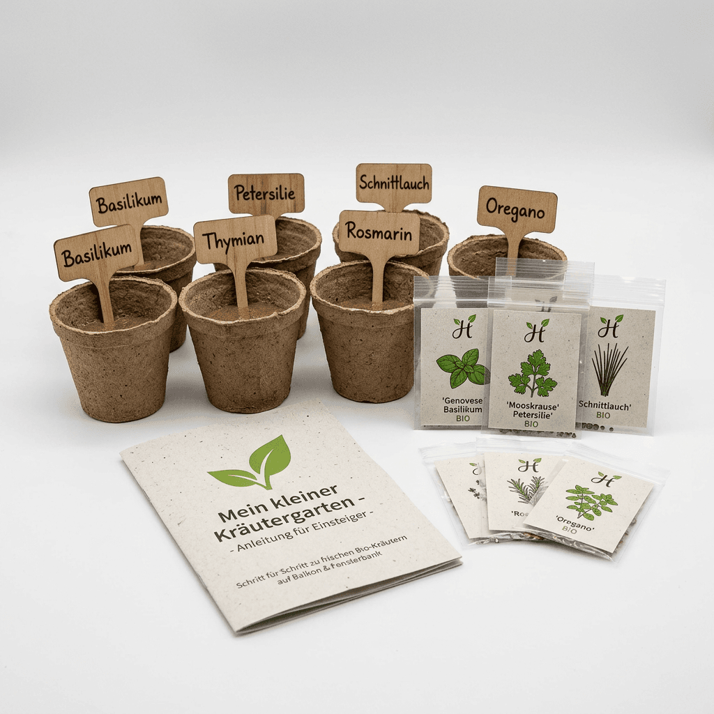 Balkon-Kräutergarten-Set mit Anzuchttöpfen