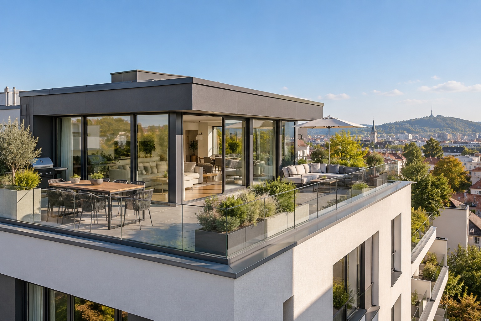 Ein Penthouse im obersten Stockwerk.